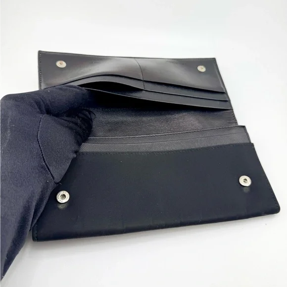 Prada Tessuto Continental Long Wallet Black Nylon & Leather w/ Silver Hardware - Picture 11 of 13